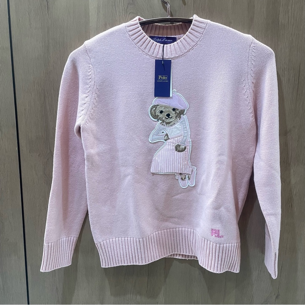 Polo by Ralph Lauren Pink Sweater with Bear Design - Picture 1 of 9